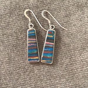 Southwestern Multi Color Inlay Sterling Earrings
